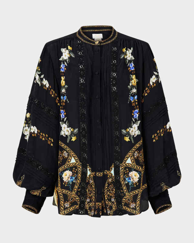 Ottoman Elegance Blouson-Sleeve Blous